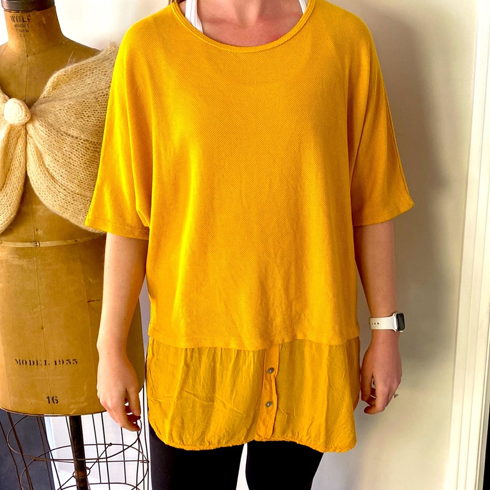 Mustard colored big and flowy blouse